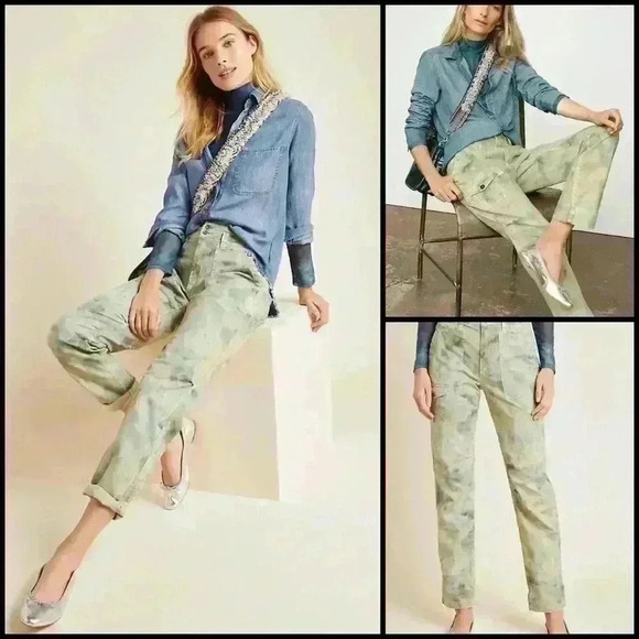 Anthropologie Wanderer Utilitarian Tie Dye Linen Blend Cargo Pants Gorpcore 27 - Picture 1 of 11